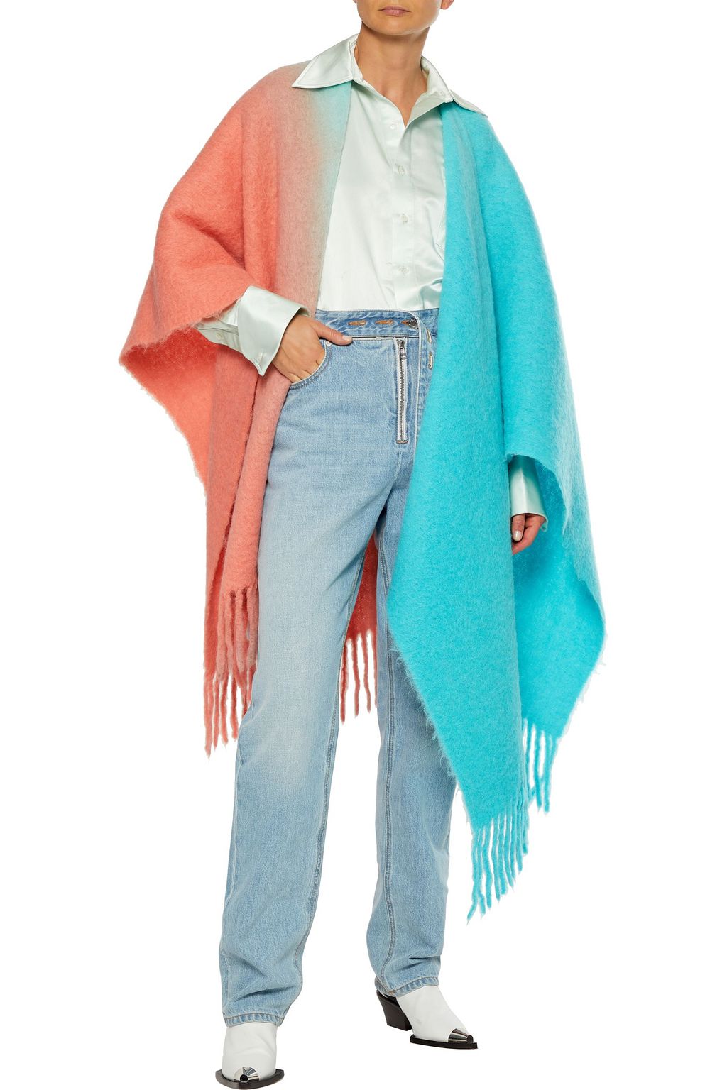 ACNE STUDIOS Kelow fringed dégradé brushed knitted wrap