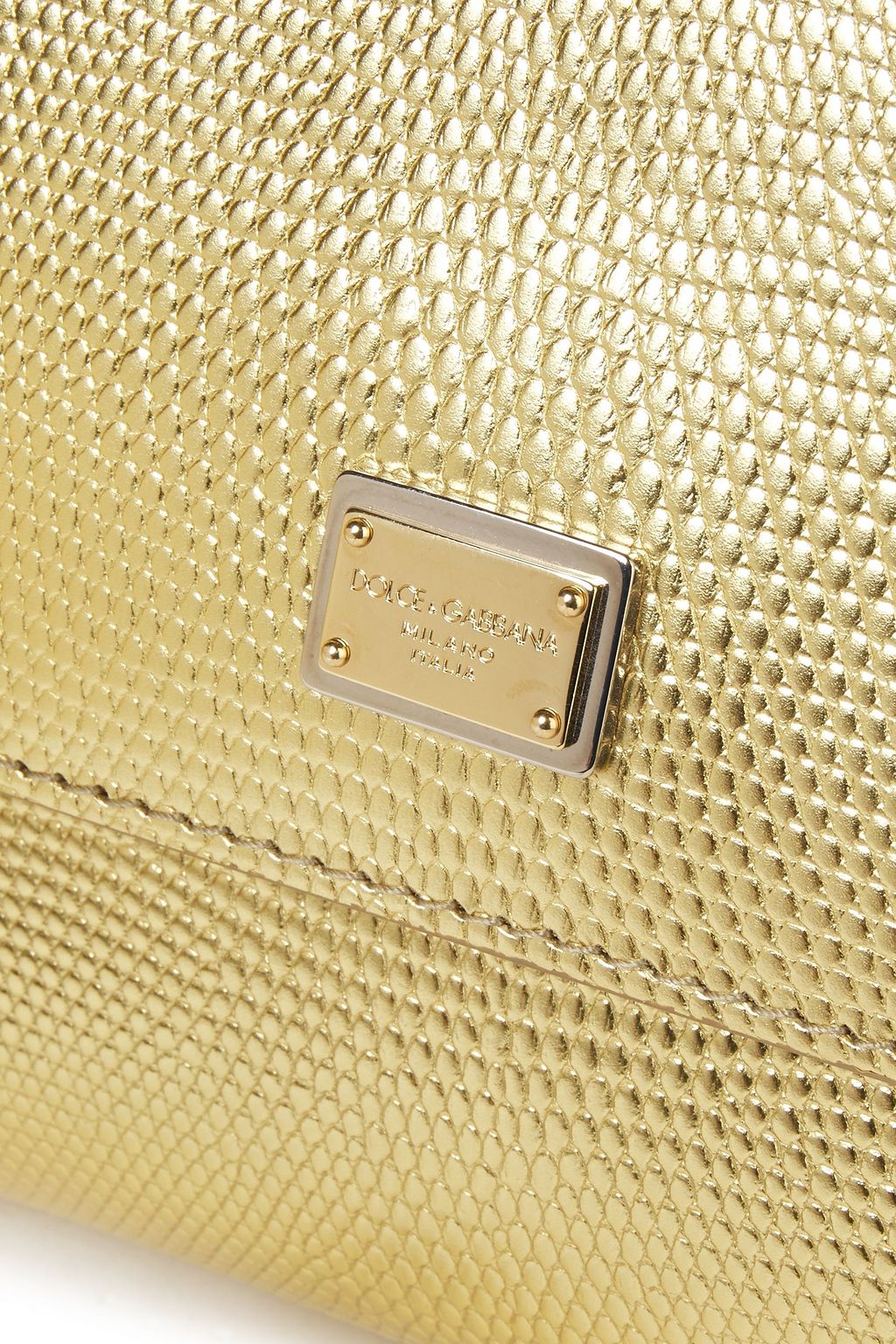 DOLCE&GABBANA Sicily small metallic lizard-effect leather tote