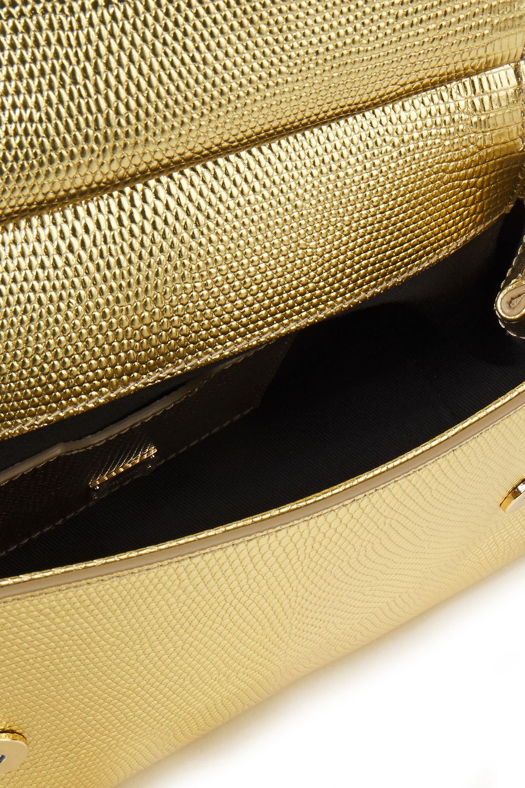 DOLCE&GABBANA Sicily small metallic lizard-effect leather tote