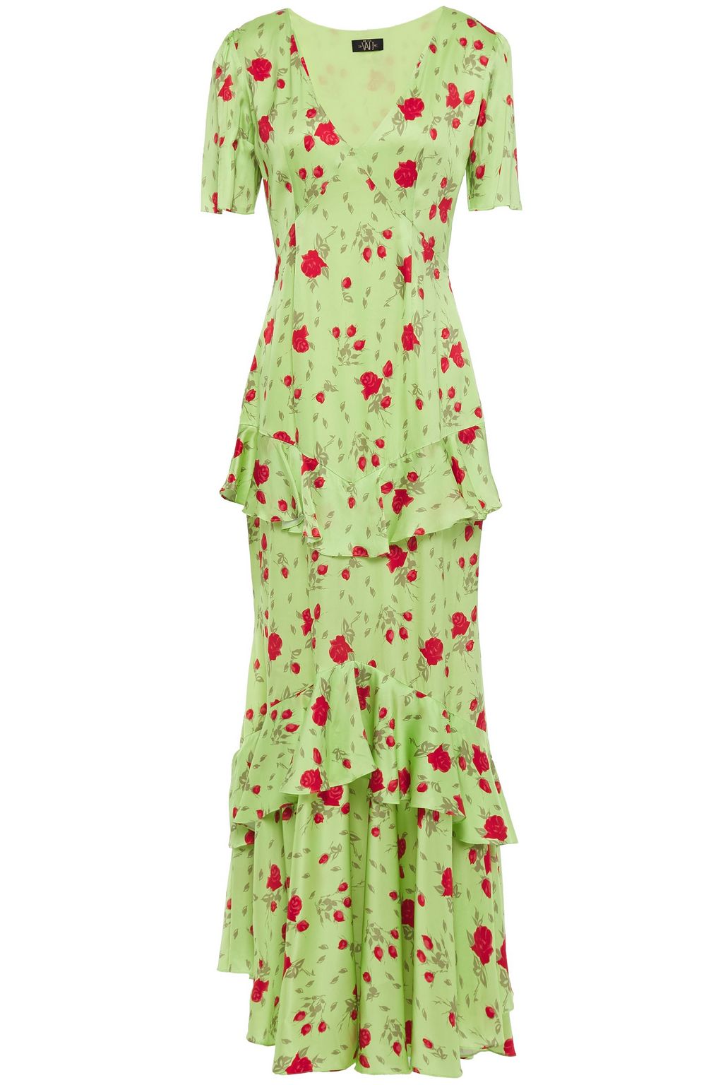 green tiered maxi dress