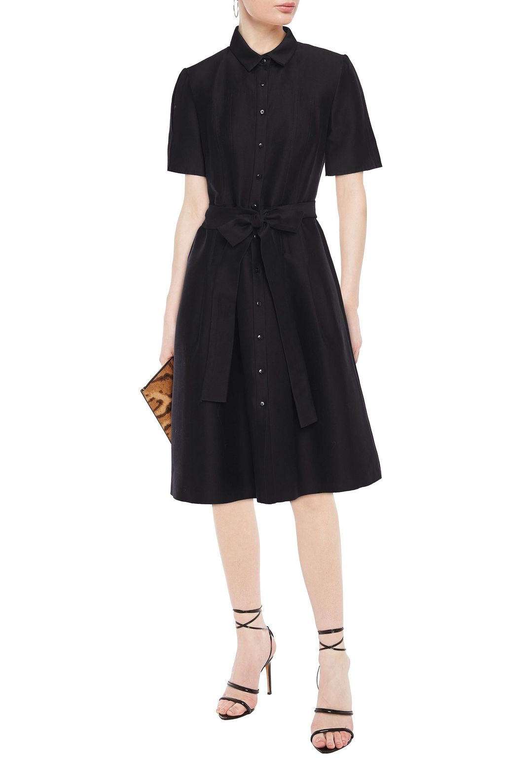 CAROLINA HERRERA Belted cotton and silk-blend twill shirt dress