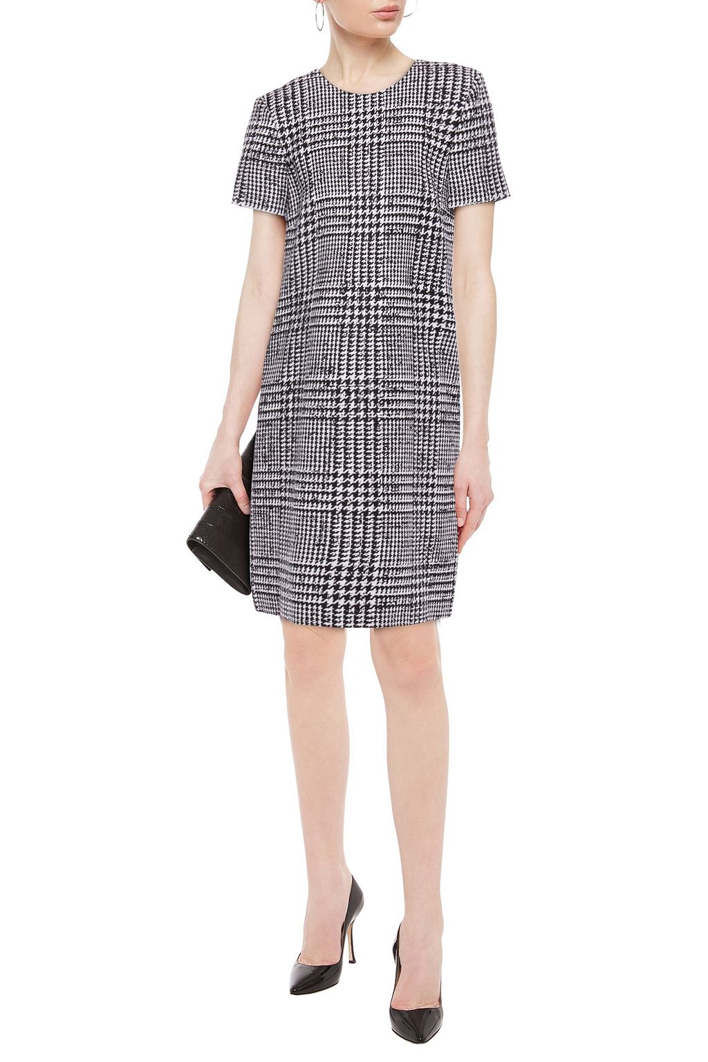 CAROLINA HERRERA Prince of Wales checked wool and silk-blend mini dress