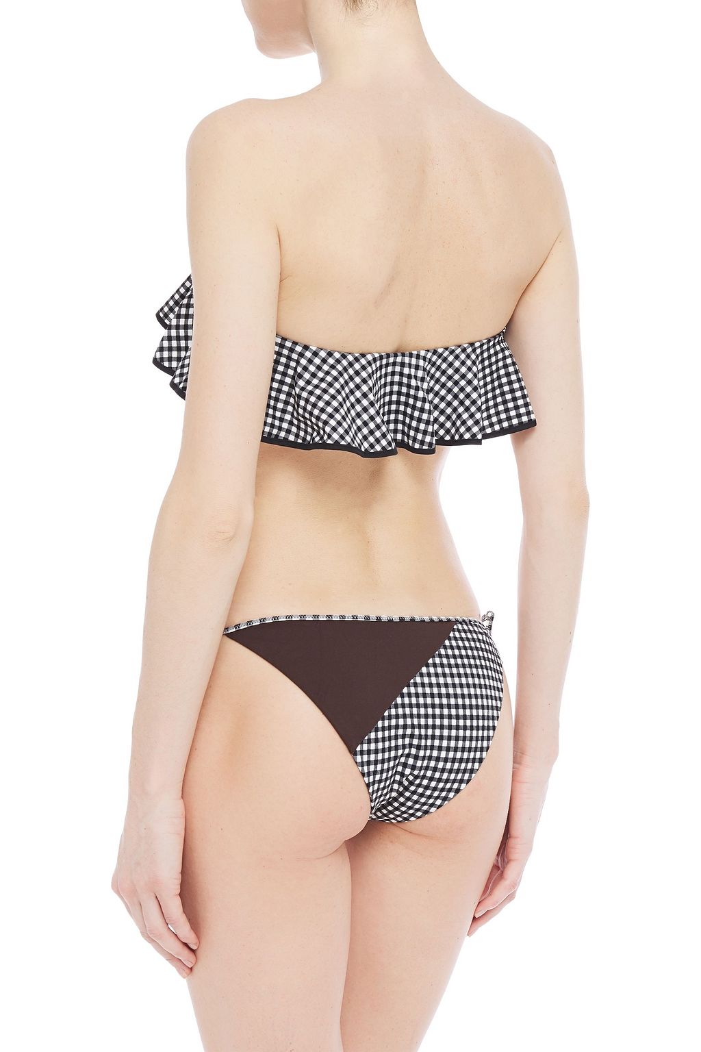 MARYSIA Paneled gingham low-rise bikini briefs