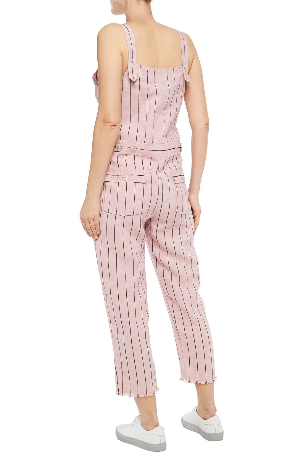 striped linen jumpsuit