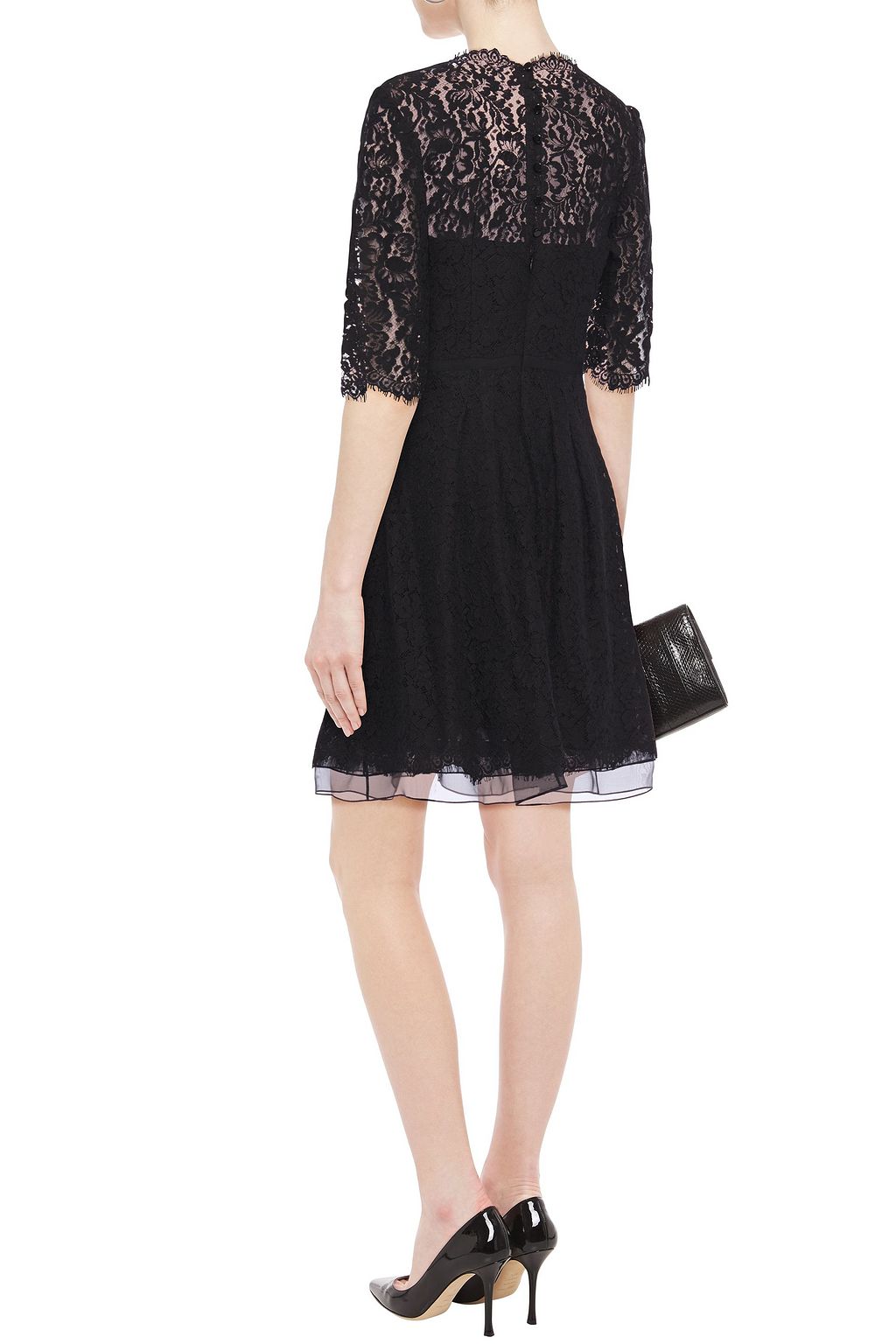 CAROLINA HERRERA Pleated cotton-blend lace dress