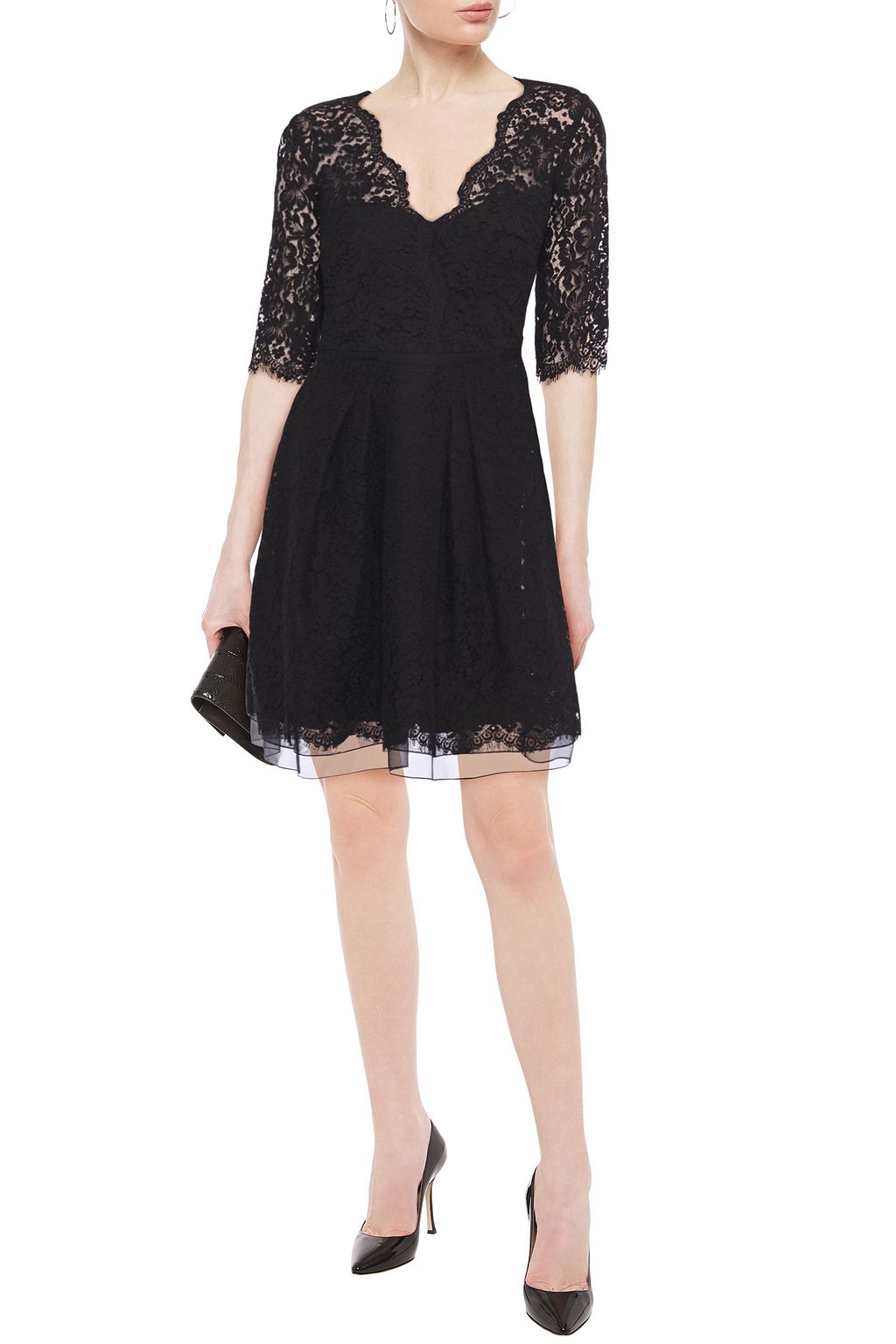 CAROLINA HERRERA Pleated cotton-blend lace dress | Sale up to 70% off ...