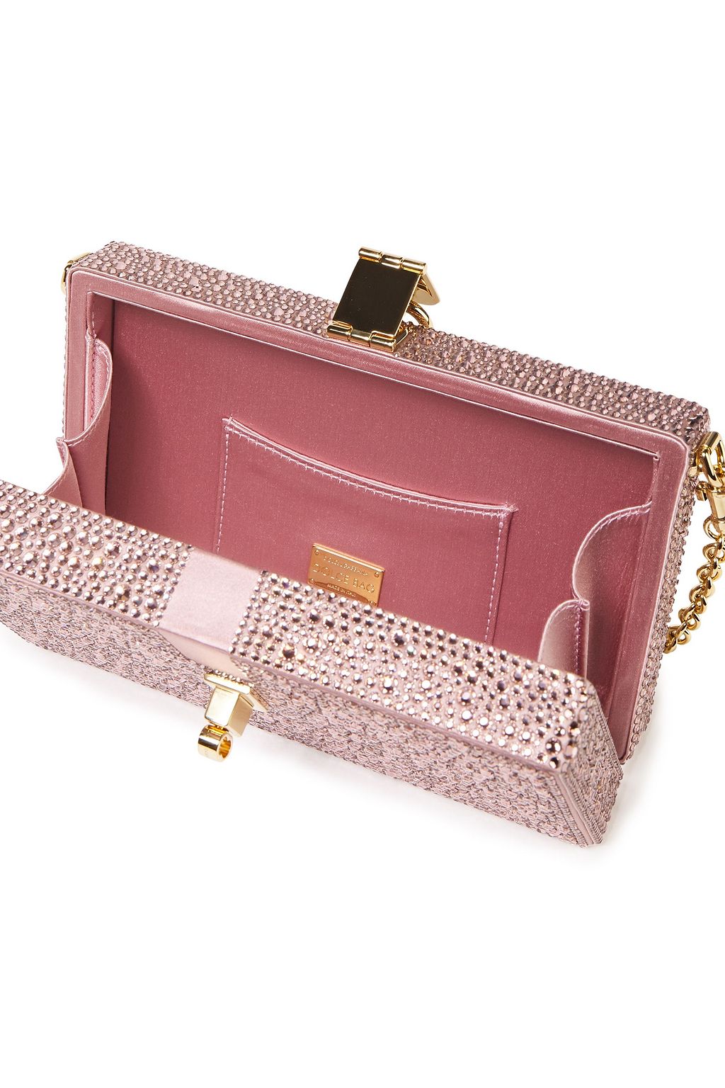 DOLCE&GABBANA Dolce crystal-embellished satin box clutch