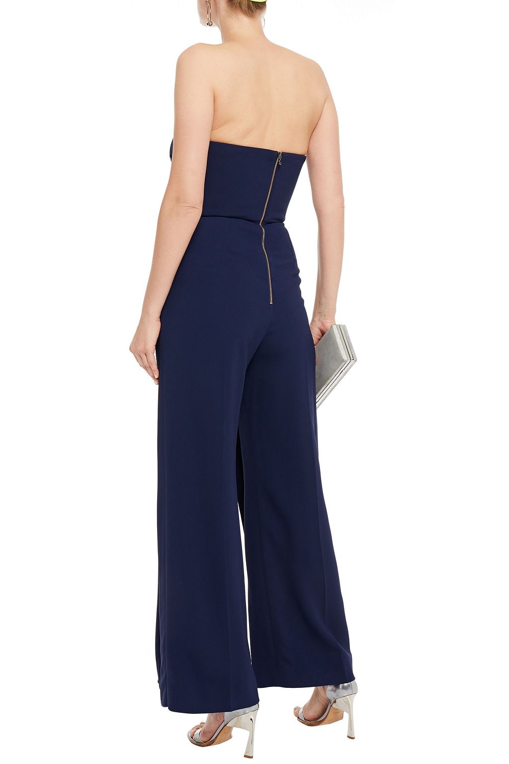 ROLAND MOURET Monaco strapless gathered cady wide-leg jumpsuit