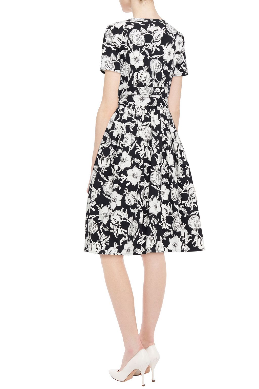 CAROLINA HERRERA Belted printed cotton-blend ottoman dress
