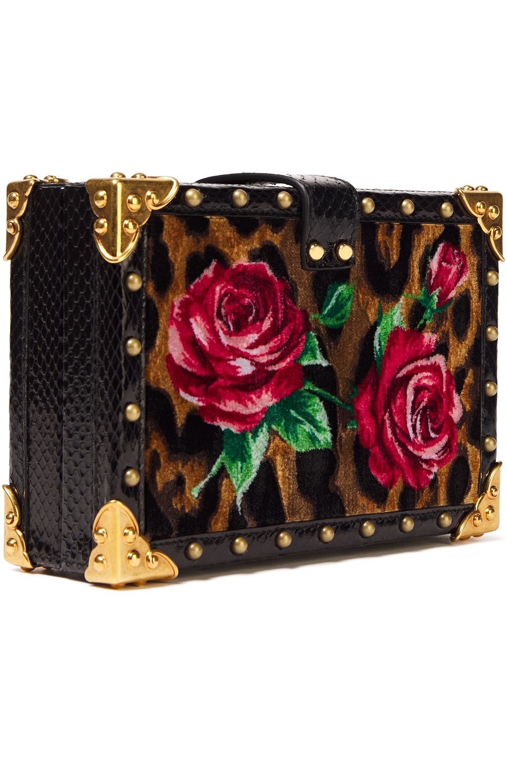 DOLCE&GABBANA My Heart embellished printed velvet and ayers box clutch