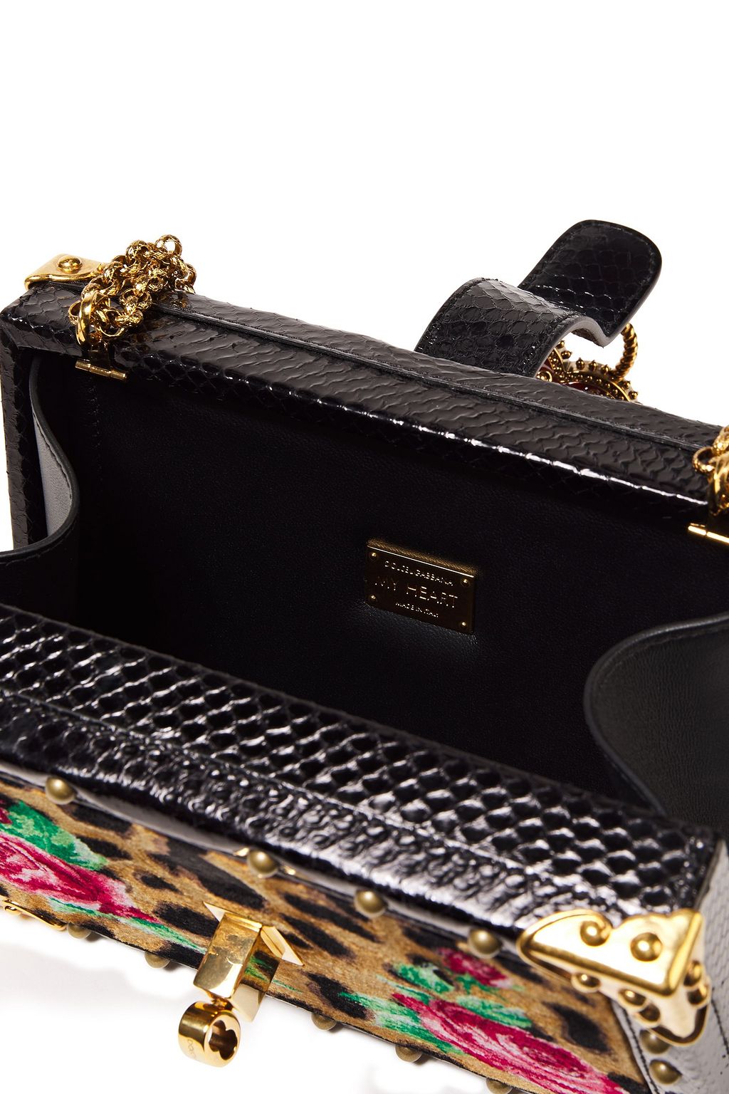 DOLCE&GABBANA My Heart embellished printed velvet and ayers box clutch