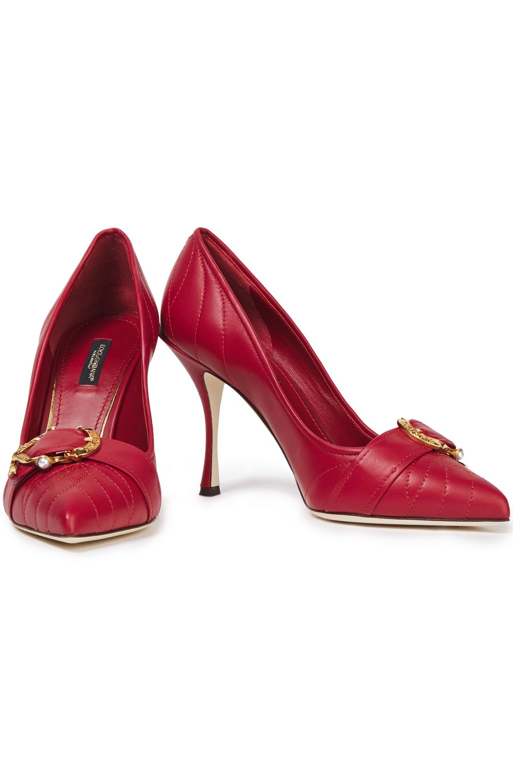 DOLCE&GABBANA Embellished quilted leather pumps