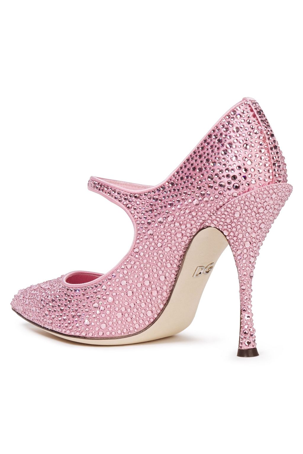 DOLCE&GABBANA Crystal-embellished satin Mary Jane pumps