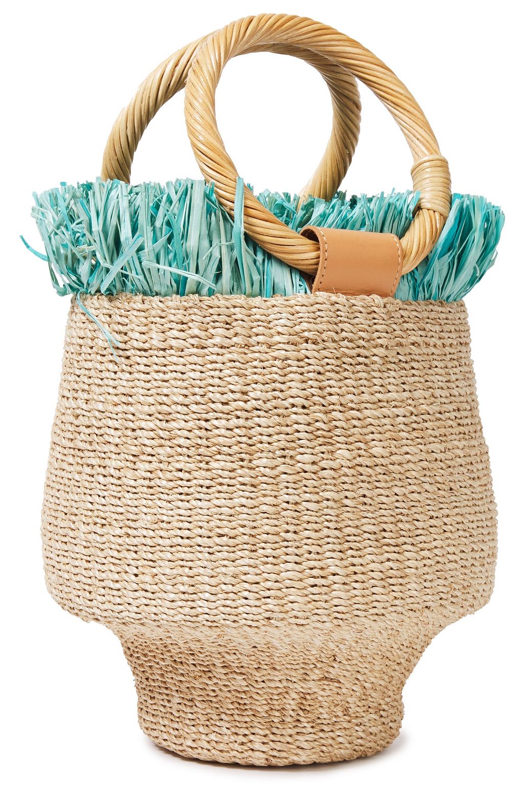 ARANÁZ Ada fringed raffia, straw and wicker bucket bag