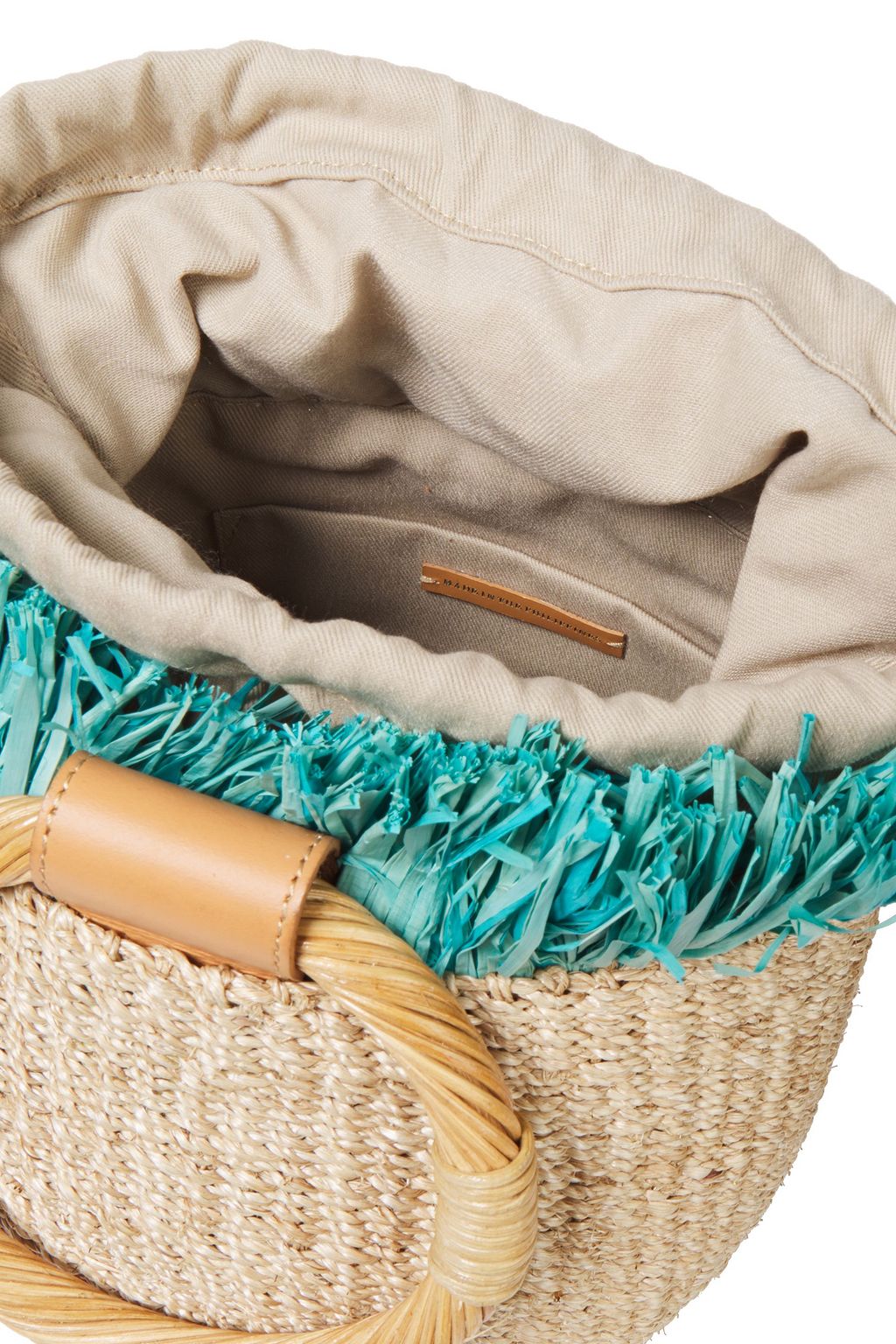 ARANÁZ Ada fringed raffia, straw and wicker bucket bag