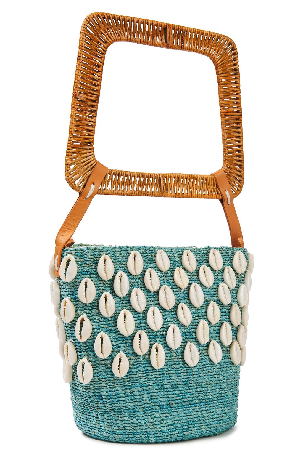 ARANÁZ Kaia embellished hemp-blend and wicker bucket bag