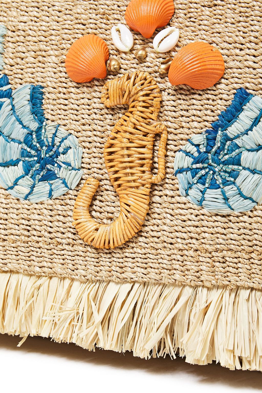 ARANÁZ Marina embellished embroidered hemp-blend shoulder bag