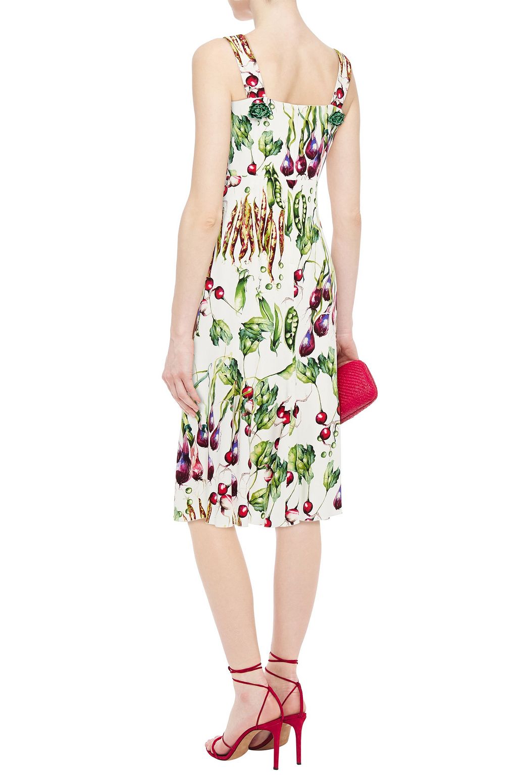DOLCE&GABBANA Embellished printed stretch-crepe midi dress