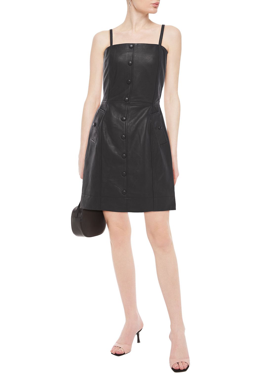WALTER BAKER Amelia button-embellished leather mini dress