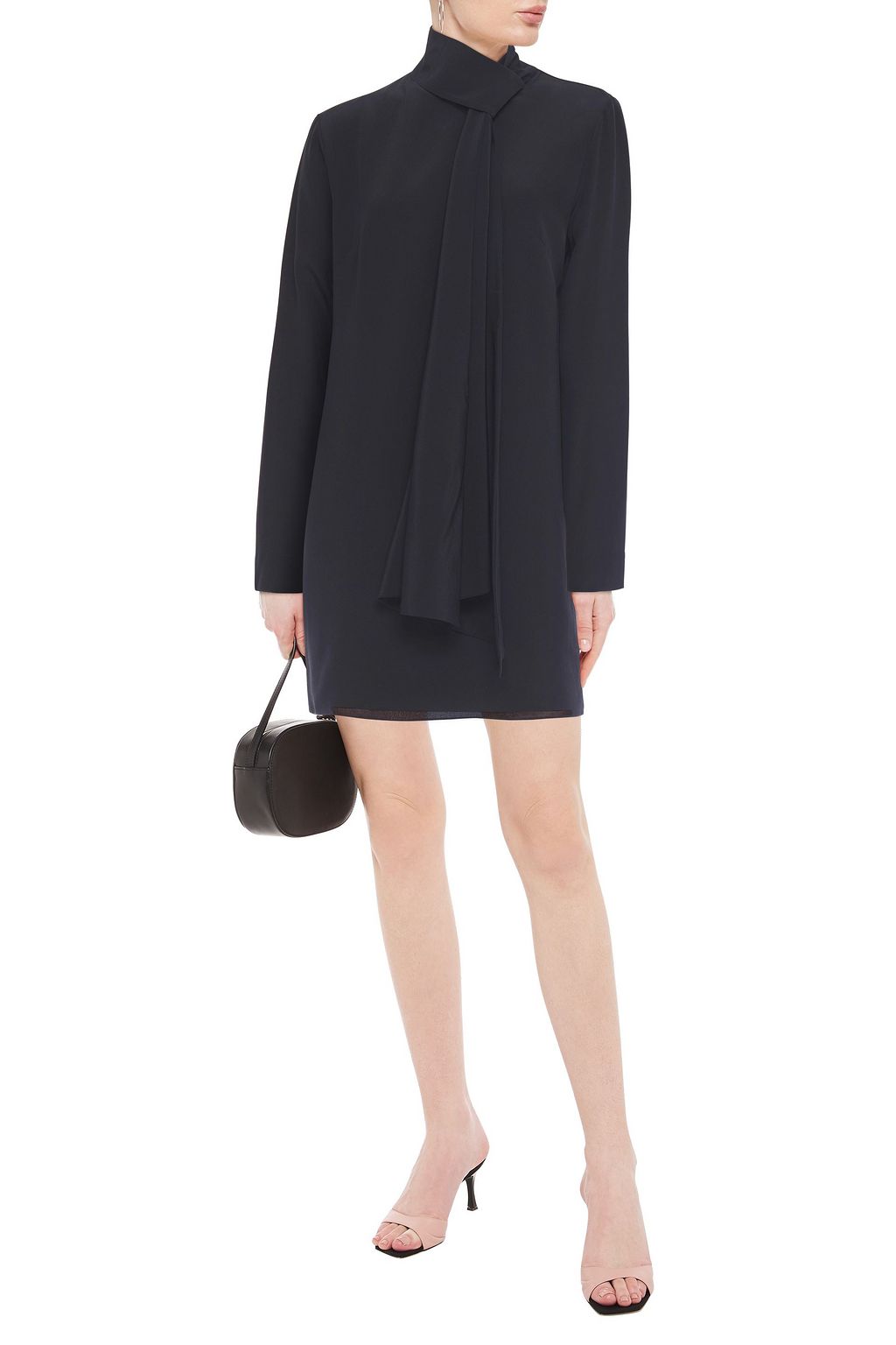 TIBI Tie-neck silk crepe de chine mini dress