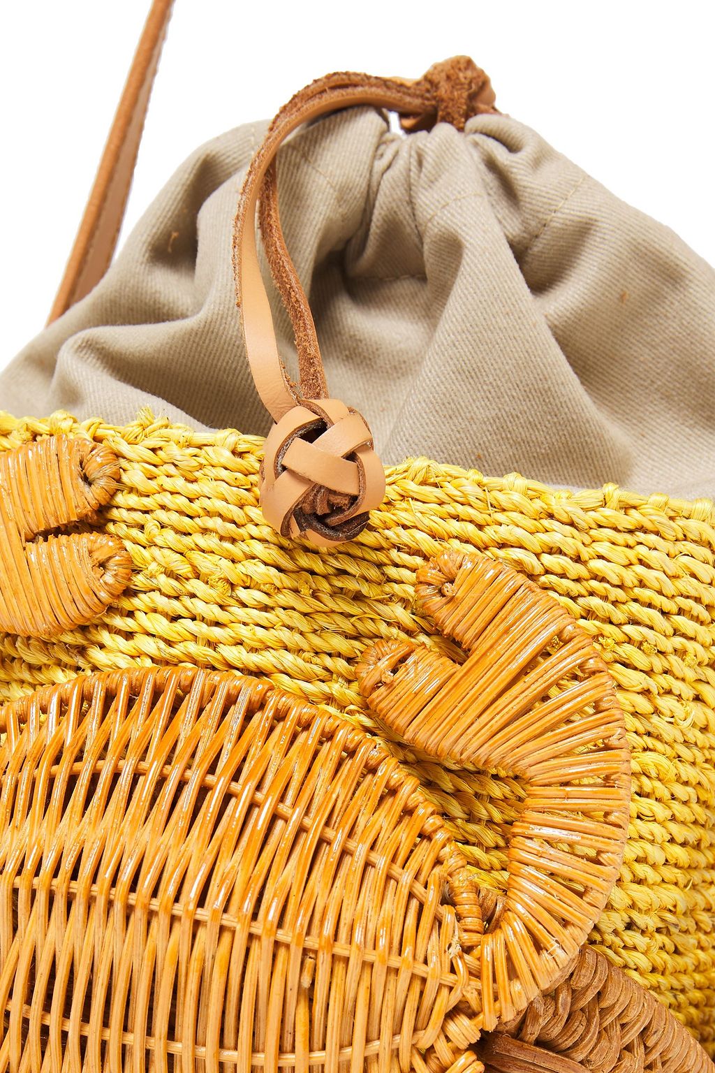 ARANÁZ Kailan wicker-appliquéd abaca straw bucket bag