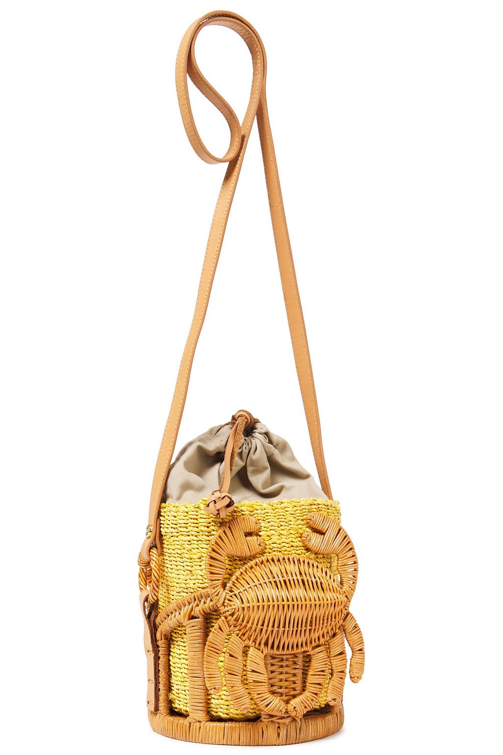 ARANÁZ Kailan wicker-appliquéd abaca straw bucket bag