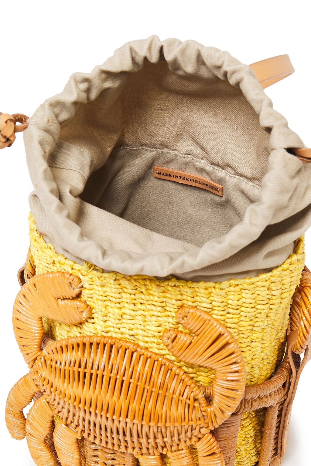 ARANÁZ Kailan wicker-appliquéd abaca straw bucket bag