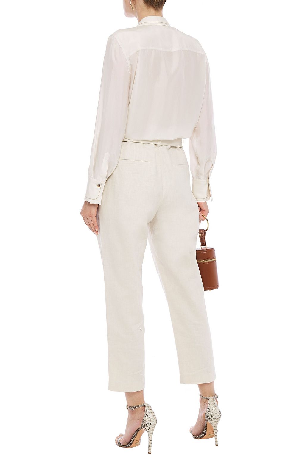 BRUNELLO CUCINELLI Bead-embellished silk-habotai shirt
