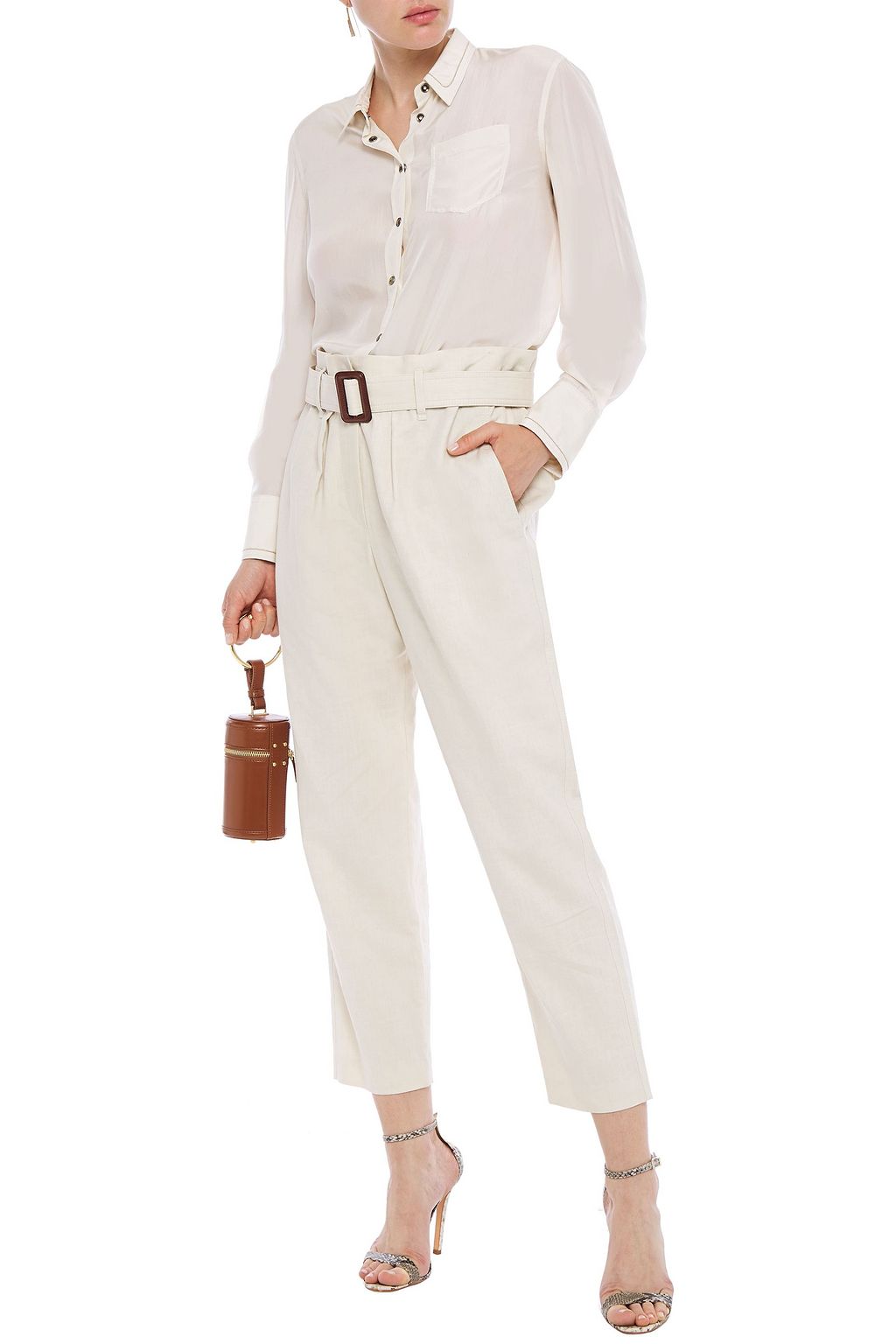 BRUNELLO CUCINELLI Bead-embellished silk-habotai shirt