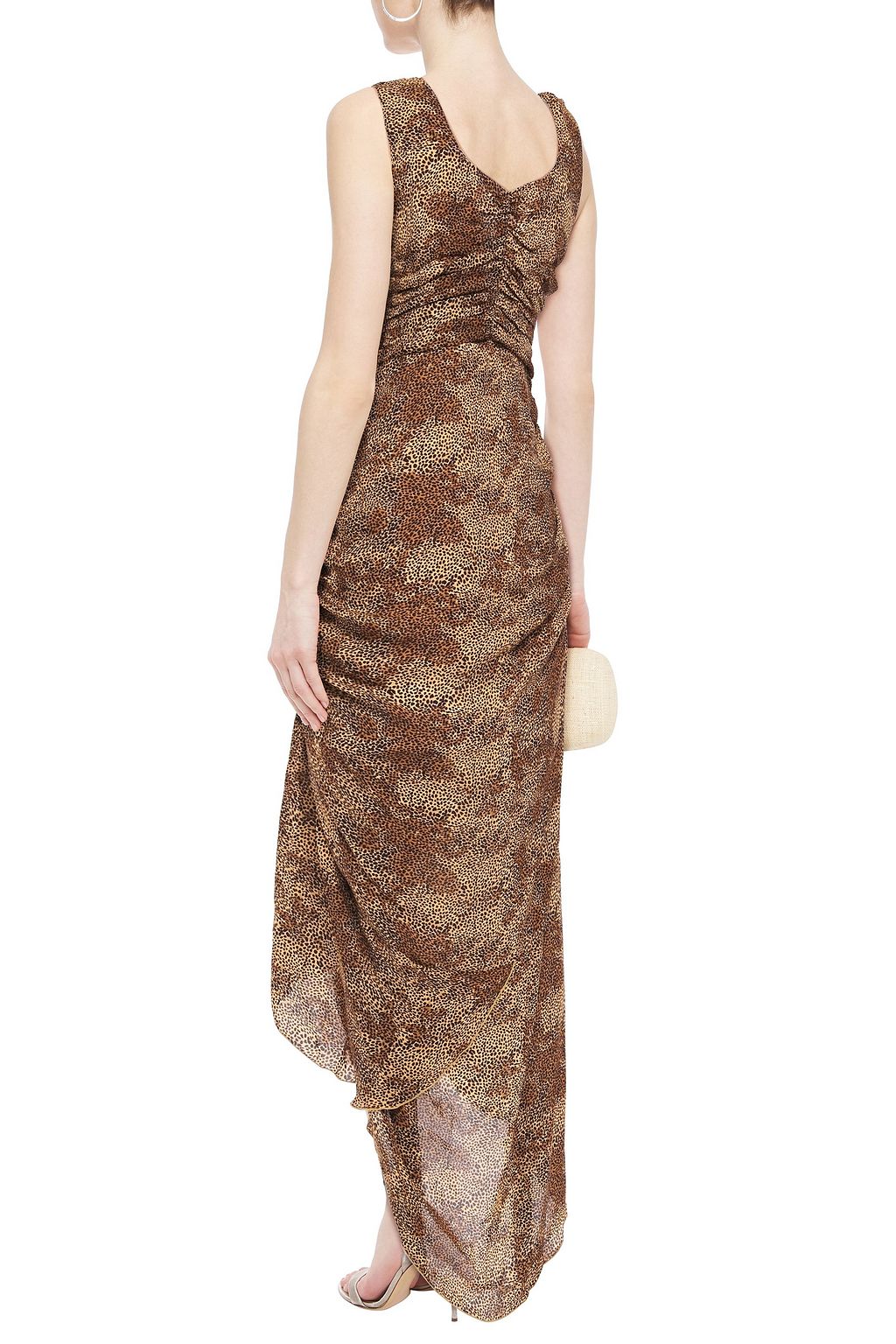 NICHOLAS Asymmetric ruched leopard-print silk-crepe dress
