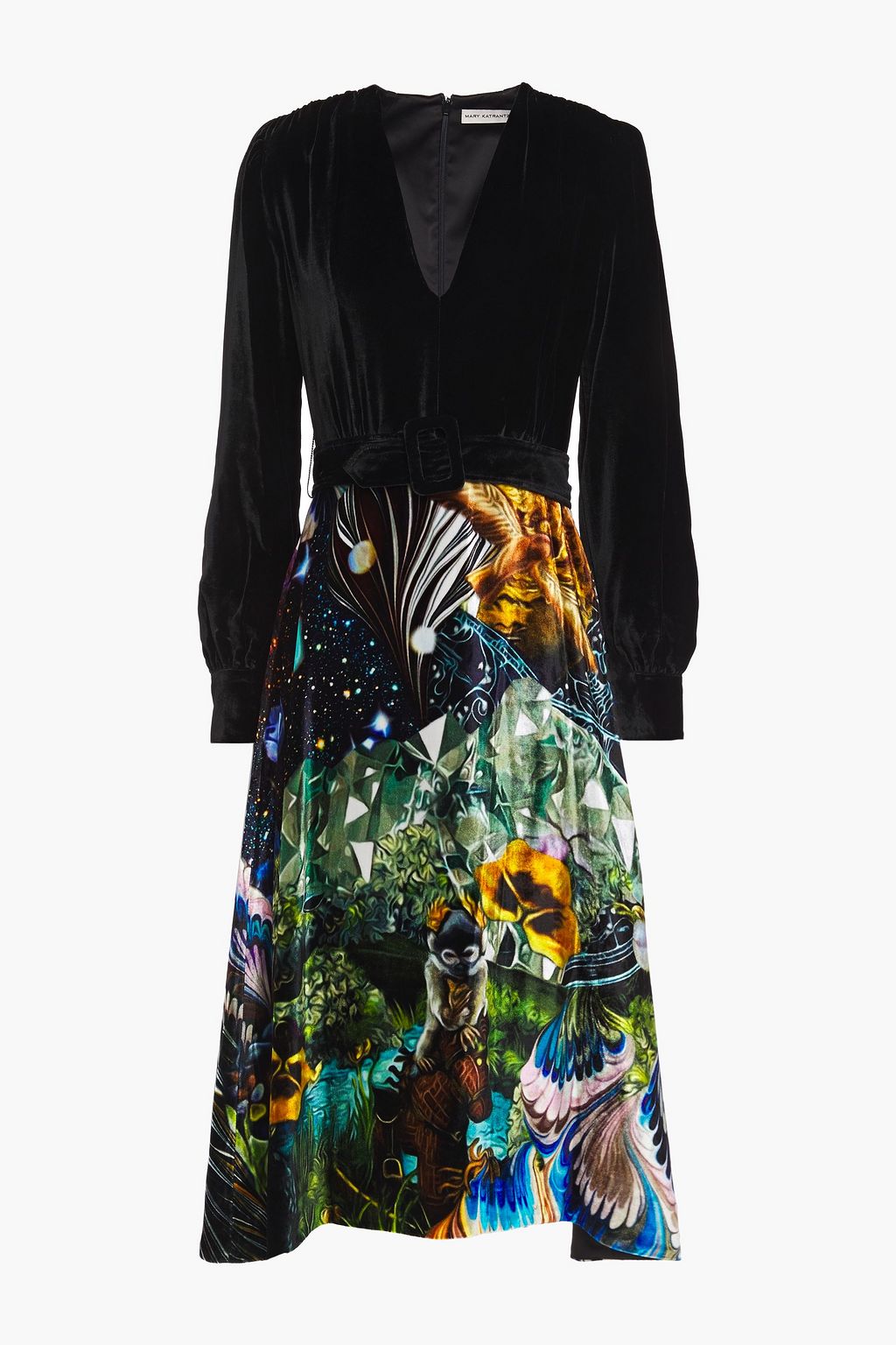 printed velvet dress