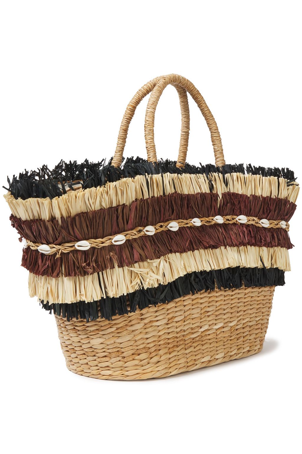 ARANÁZ Maika fringed embellished woven tote