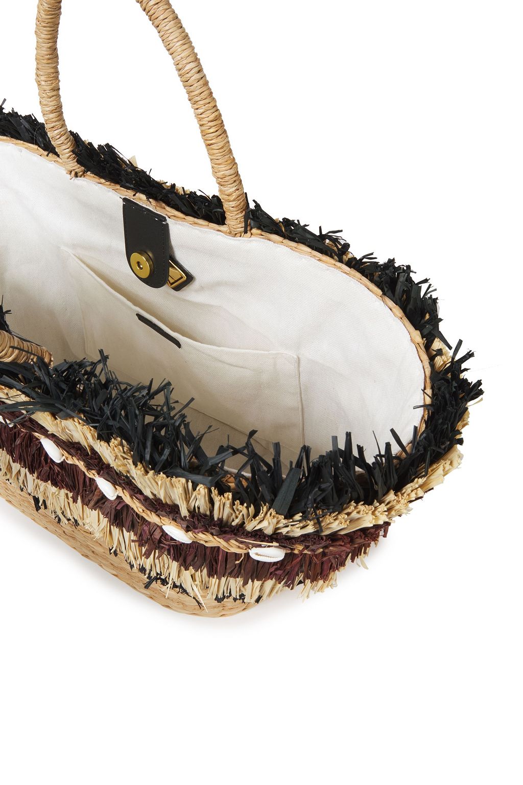 ARANÁZ Maika fringed embellished woven tote