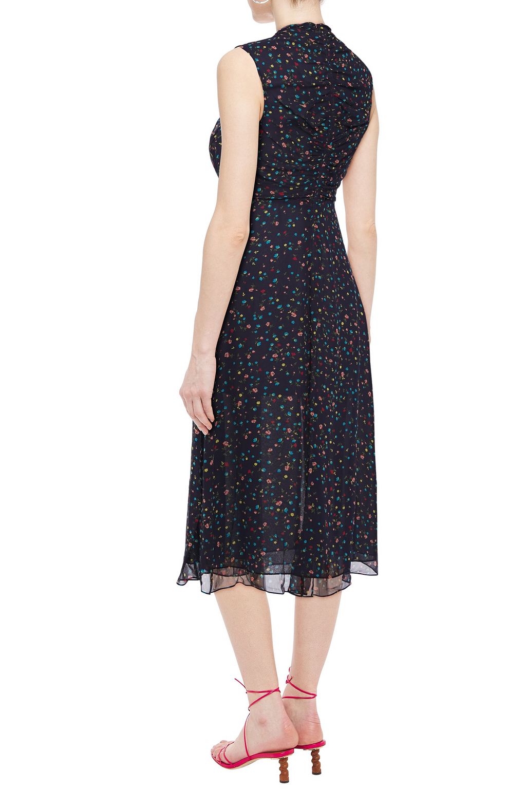 NICHOLAS Ruched floral-print silk-georgette midi dress