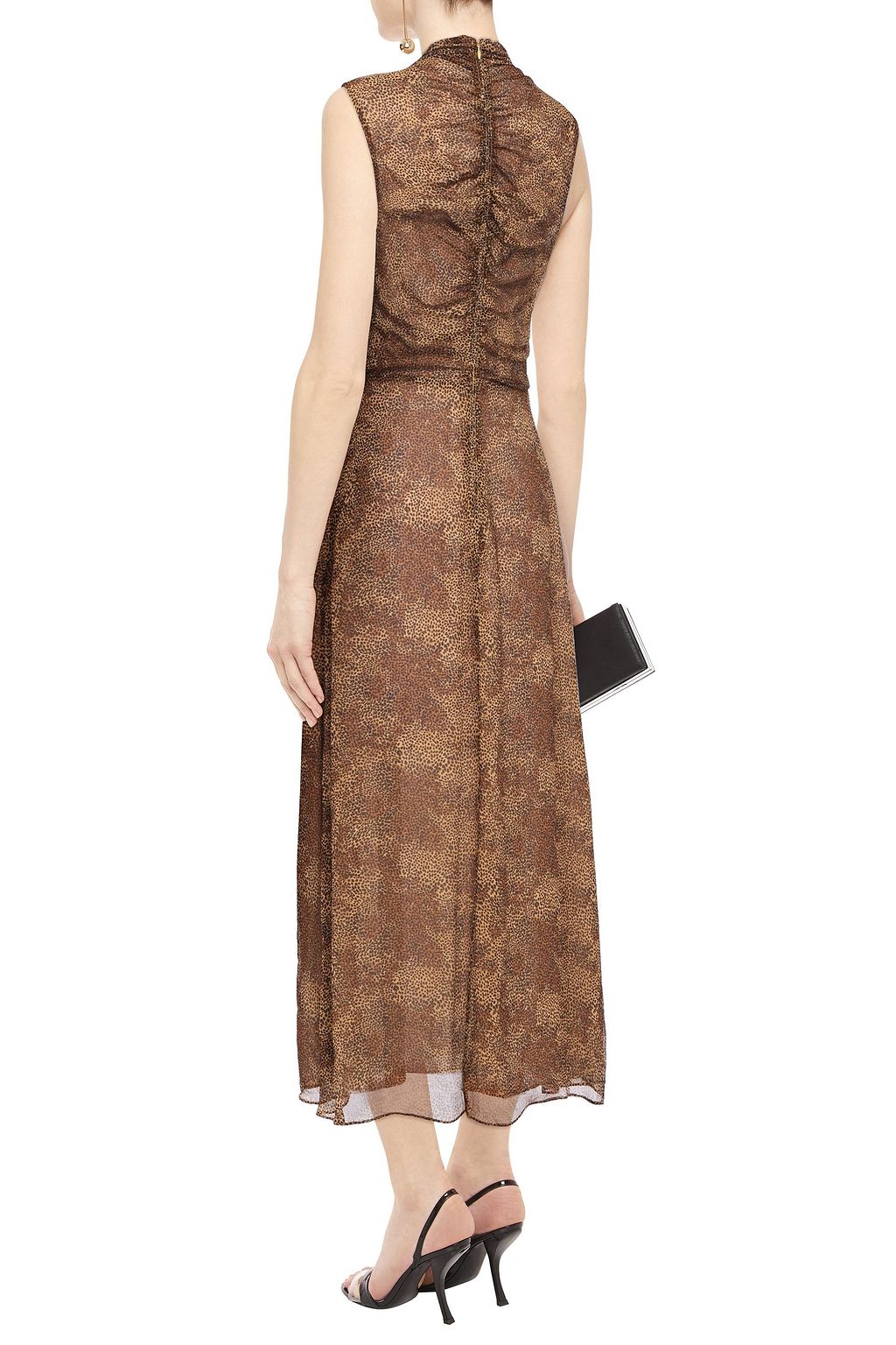 NICHOLAS Ruched floral-print silk-georgette midi dress