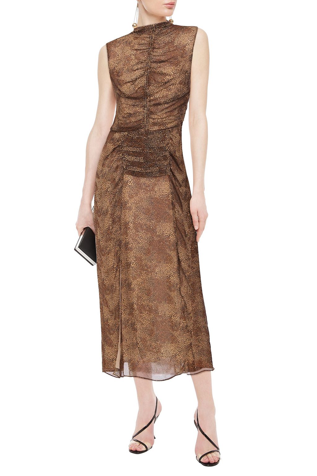 NICHOLAS Ruched floral-print silk-georgette midi dress