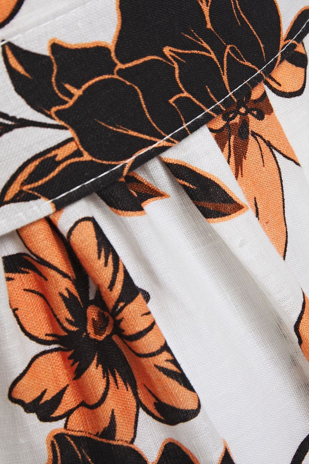 NICHOLAS Belted gathered floral-print linen maxi dress