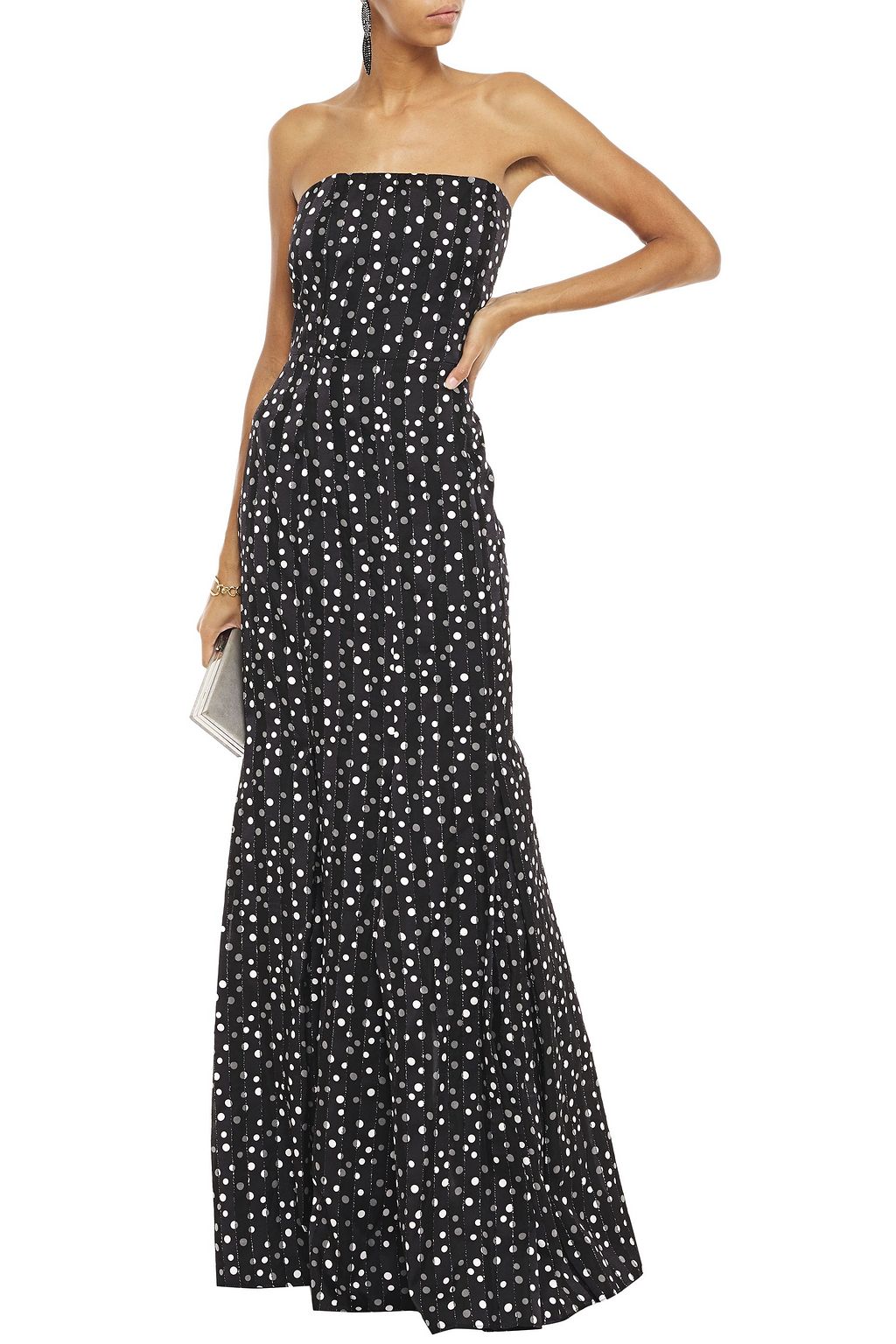 metallic embroidered organza gown