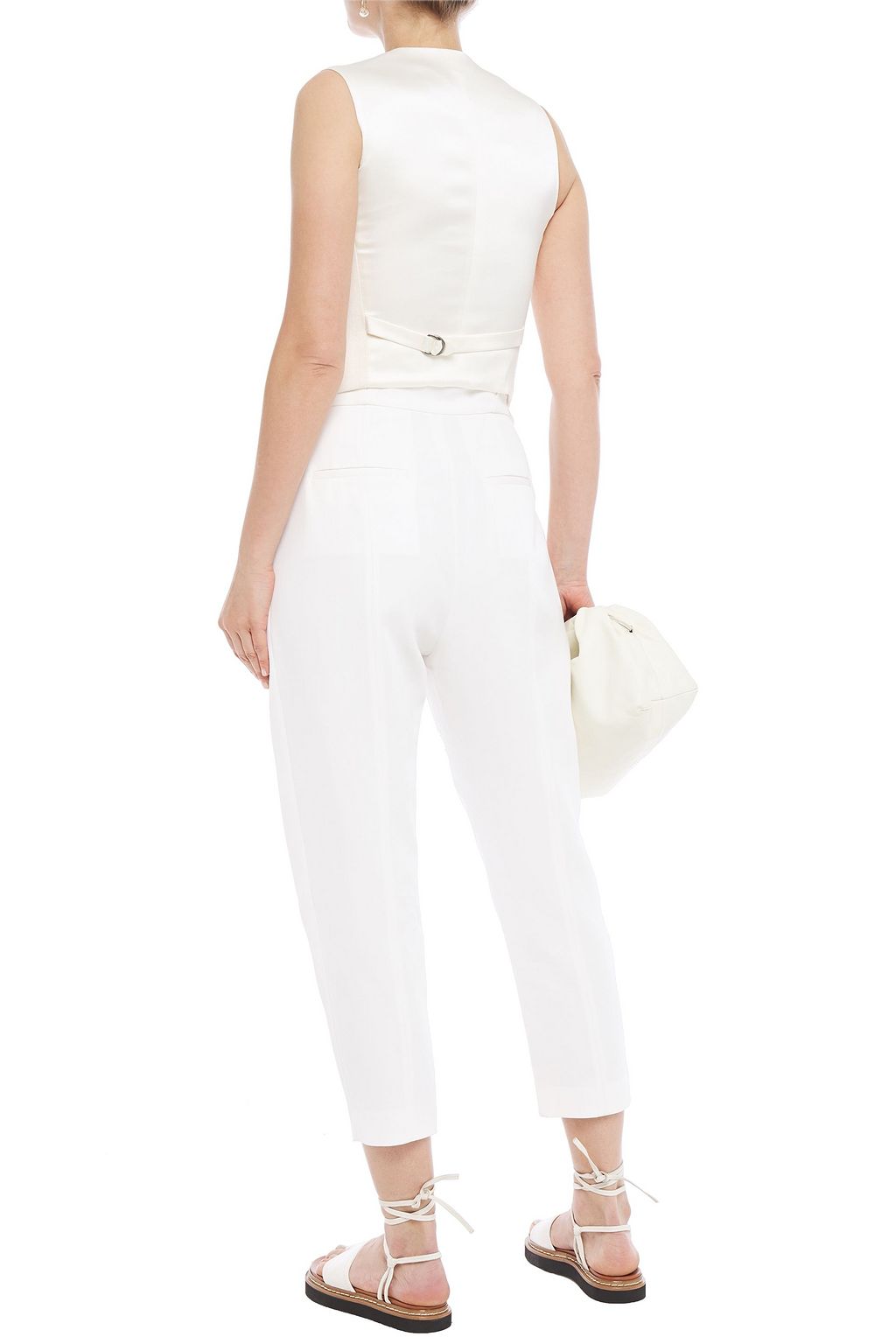 BRUNELLO CUCINELLI Satin-paneled herringbone cotton and linen-blend vest