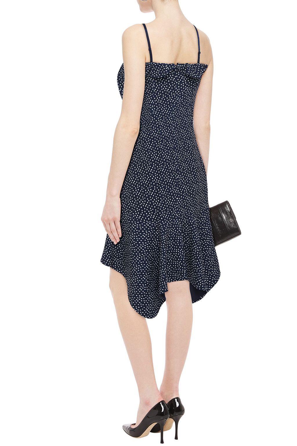 SIMKHAI Strapless ruffled printed stretch-crepe midi dress