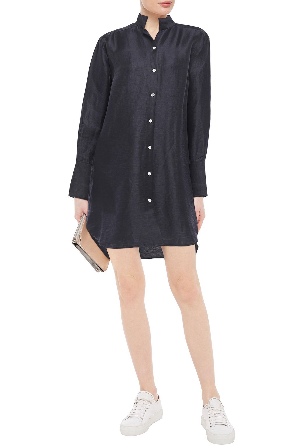 FRAME Clean linen-blend mini shirt dress
