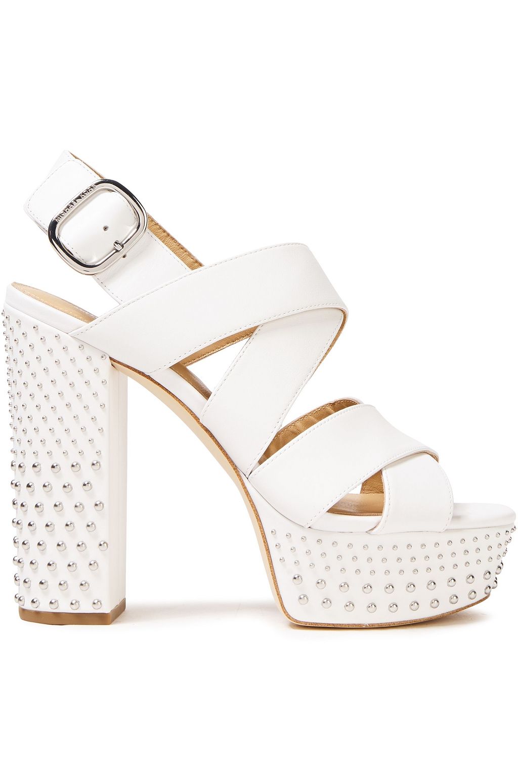 White Studded leather platform sandals 