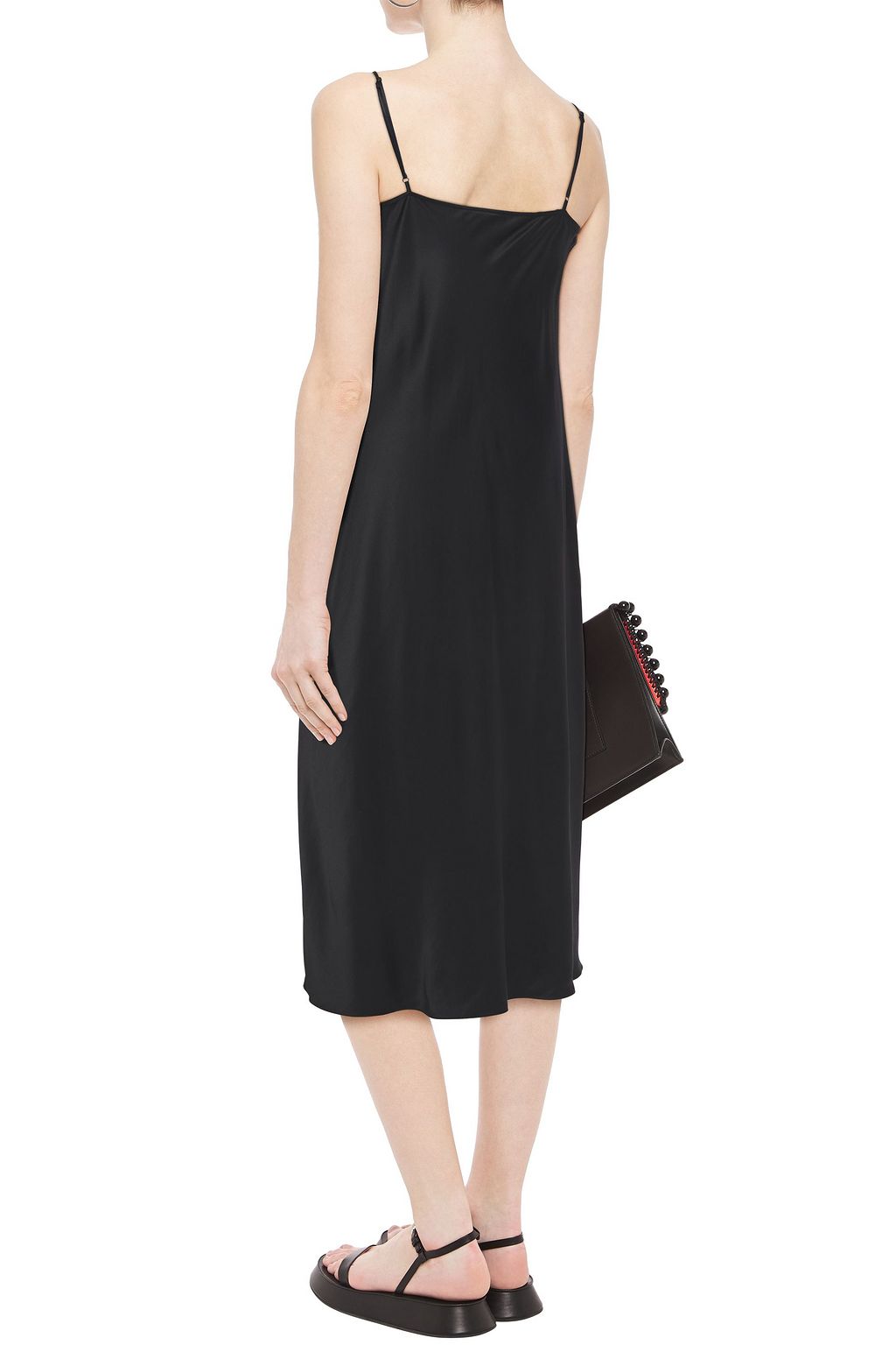 FRAME Ruched satin-crepe midi slip dress