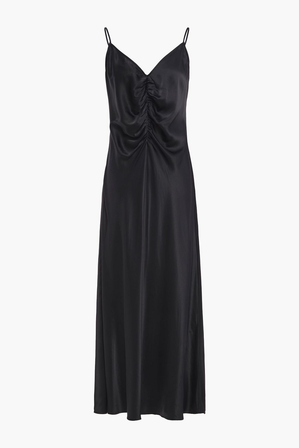 FRAME Ruched satin-crepe midi slip dress | THE OUTNET