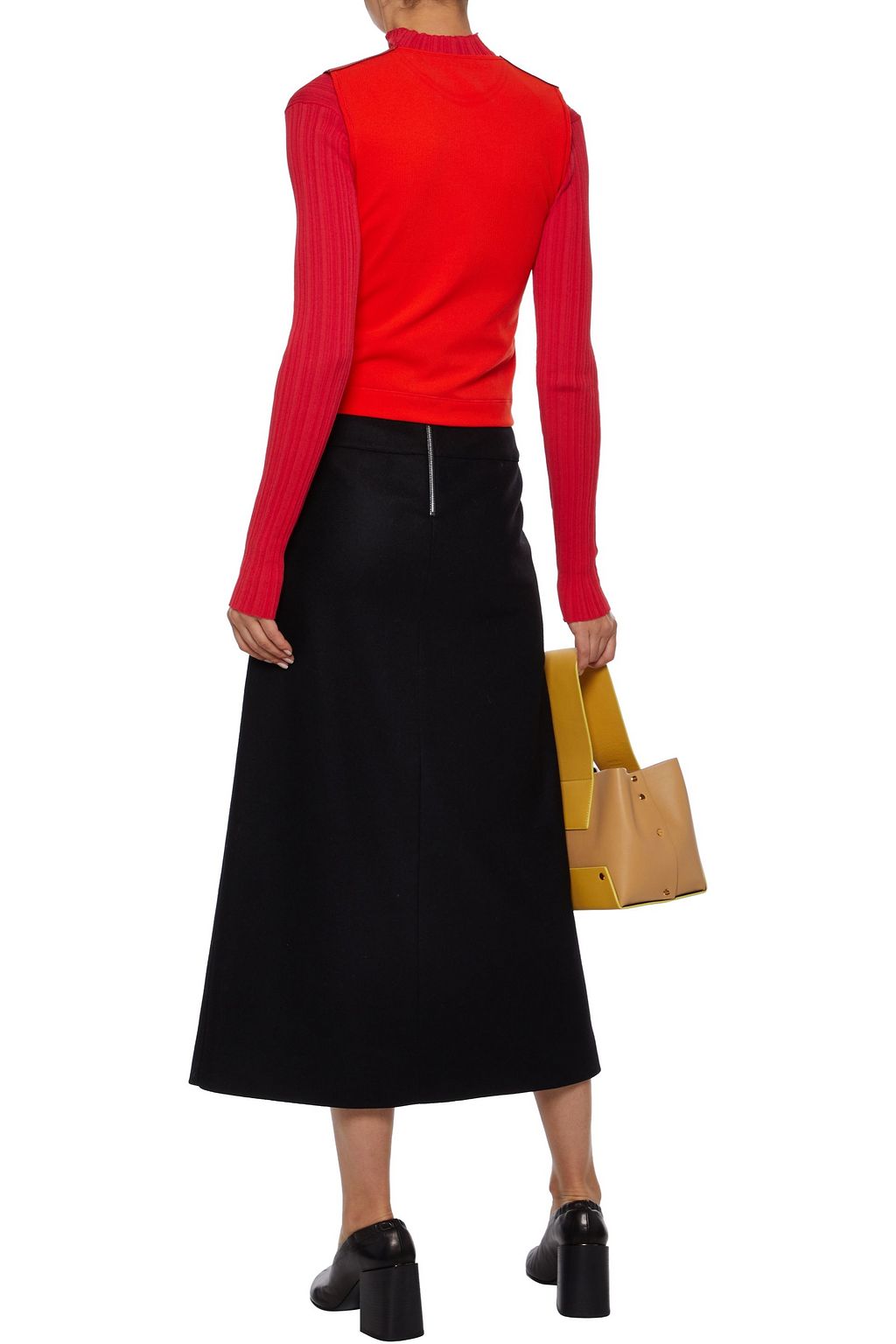 ACNE STUDIOS Lara leather and ribbed-knit top