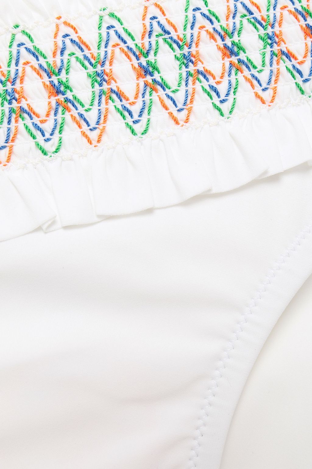 TORY BURCH Embroidered smocked low-rise bikini briefs