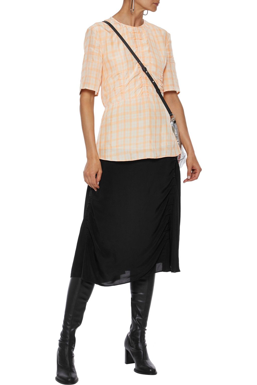 ACNE STUDIOS Iza ruched shell midi skirt