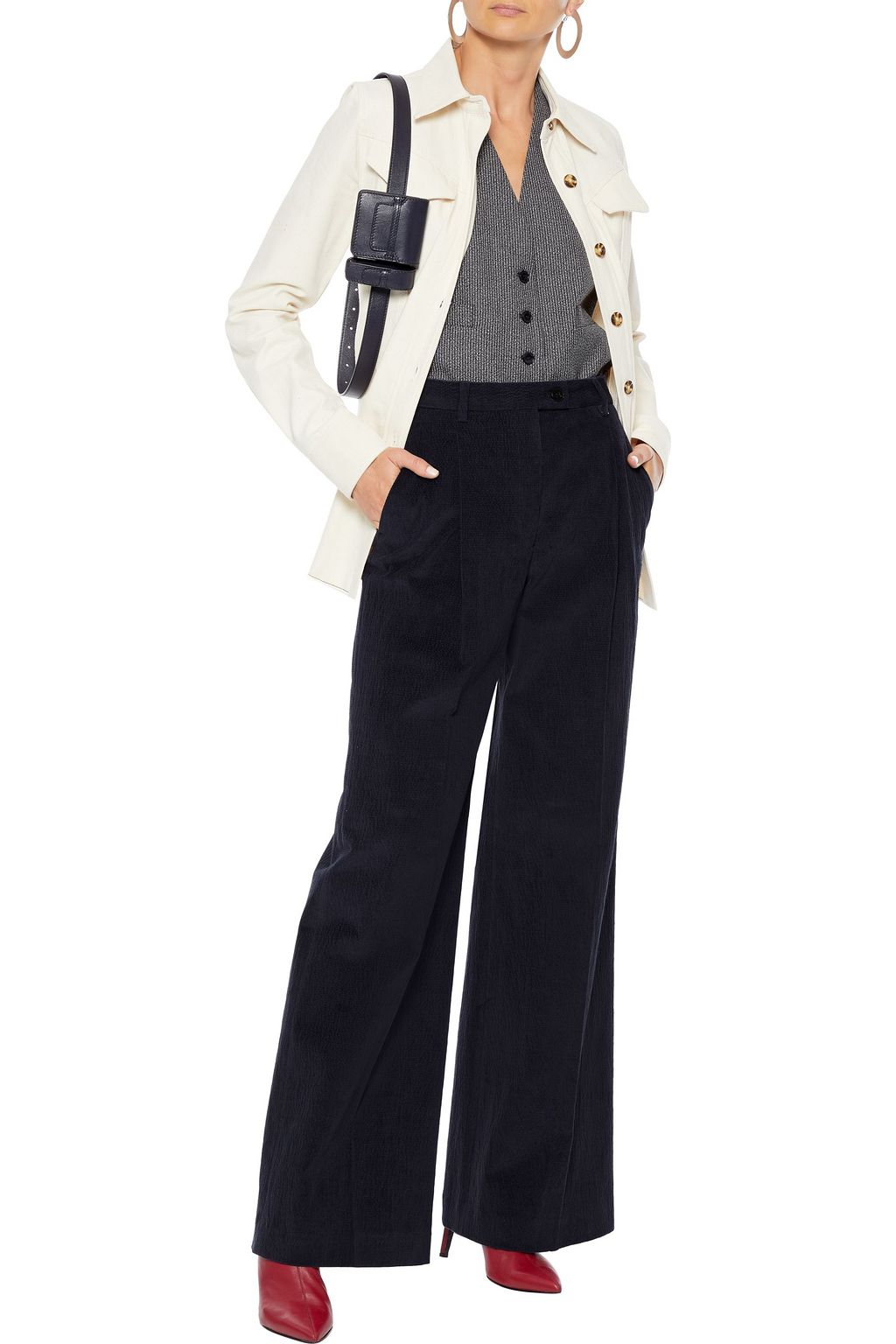 ACNE STUDIOS Pleated cotton-blend corduroy wide-leg pants