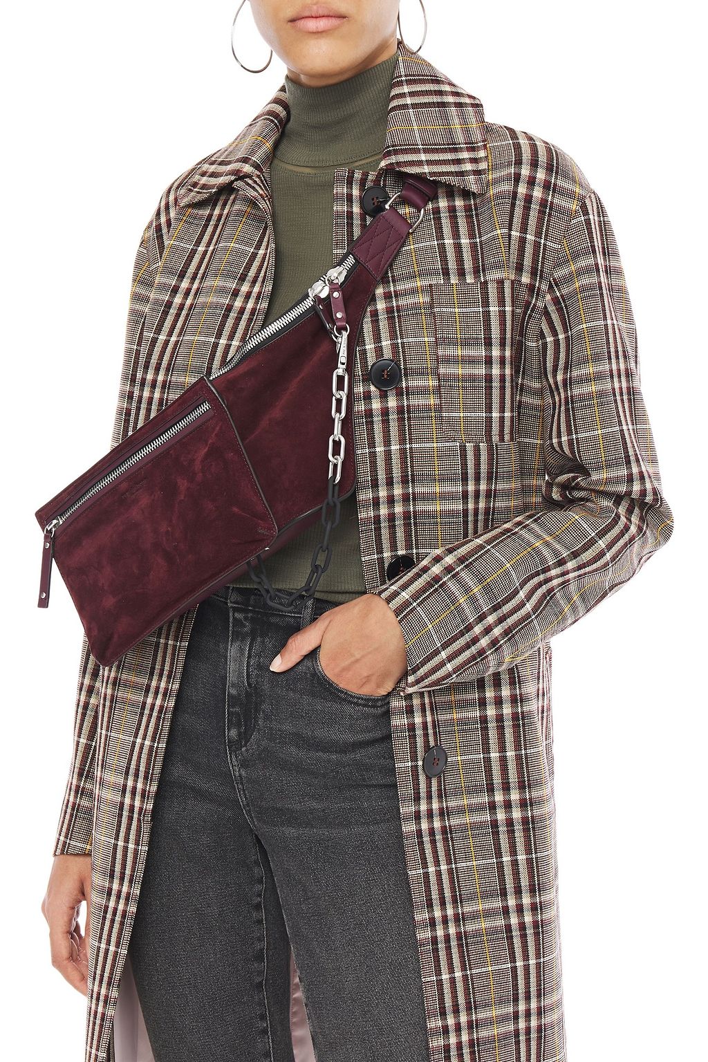 RAG & BONE Elliot large chain-detailed suede and leather belt bag
