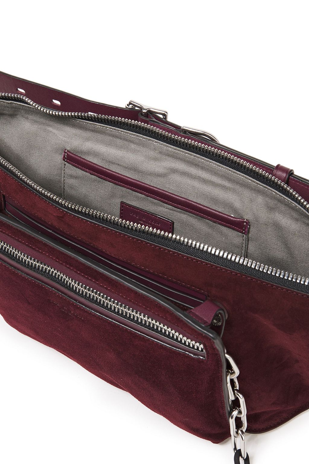 RAG & BONE Elliot large chain-detailed suede and leather belt bag